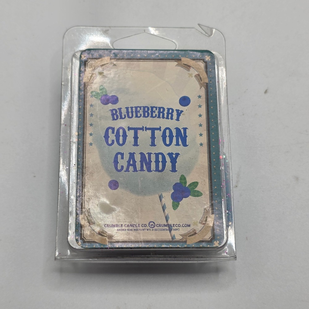Crumble Candle Co Wax Melts Blueberry Cotton Candy Blue Glitter Soy 3oz New